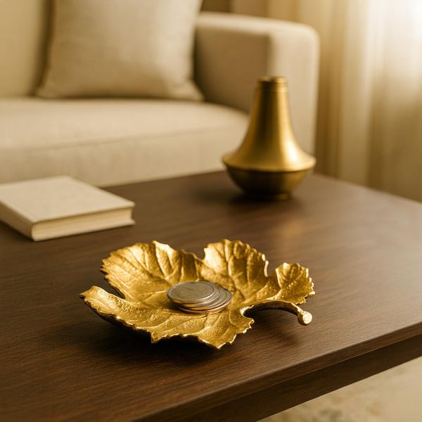 MARKET 99 Embossed Golden Platter for Home Decor | Glossy Aluminium Decorative Dish for Dining Table, Diwali Gifts, Center Table Setup |Designer Tray for Festive & Elegant Display