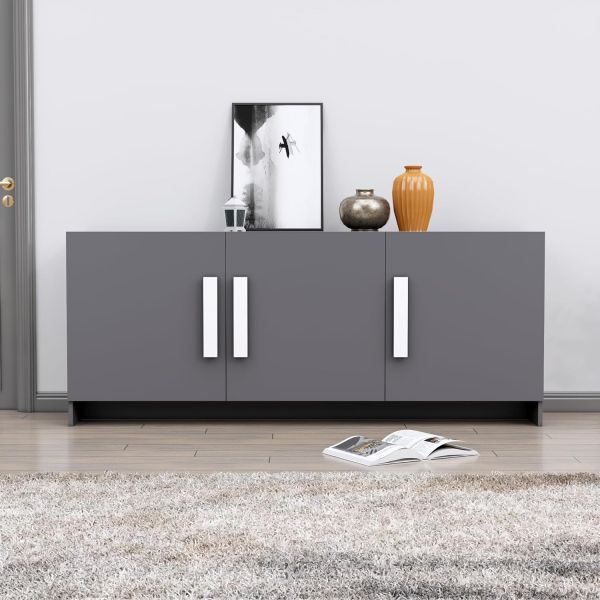 Multipurpose Storage Cabinet for Living Room, Kitchen, Office, Sideboard Cabinet with 3 Door Storage (Slate Grey)