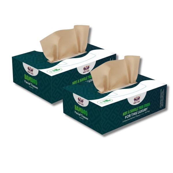 Moose & Quill Bamboo Facial Tissues – 100 pulls x 2 packs | 100% Natural & Eco-Friendly | Soft, Absorbent & Gentle on Skin | Sustainable Tissues for Baby & Adult – (2 ply-200 Pulls)