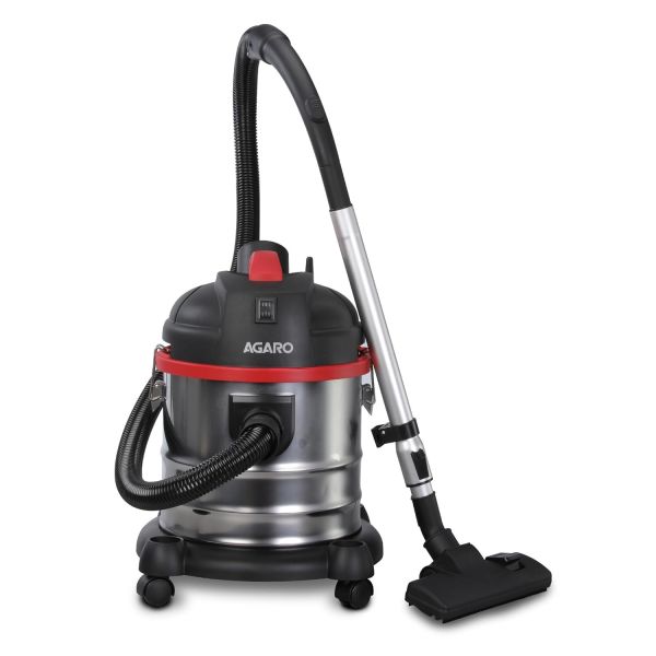 AGARO Ace Wet & Dry Vacuum Cleaner for Home, 1600 Watts, 21.5 kPa Suction Power, 21 litres Tank Capacity, for Home Use, Blower Function, Washable 3L Dust Bag, Stainless Steel Body (Black, Red, Steel)