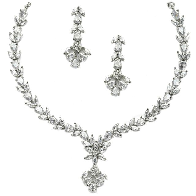 ZENEME Jewellery Set Classic Style AD/American Diamond Studded Rose Gold Plated Handcrafted Circle Necklace Set for Women & Girls