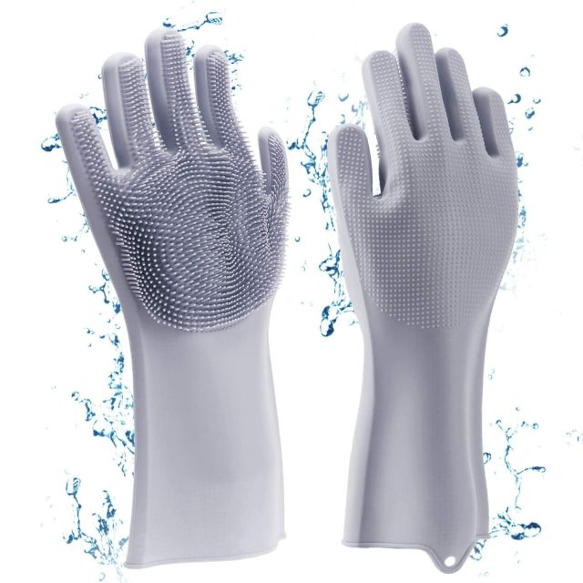 GadgetBite Hand Gloves for Kitchen Cleaning dish Washing Gloves Silicone Dishwashing Hands Vessel dishwasher wash utensil For Women Men House essentials for Bathroom Cleaning Pet Hair Care - Multi