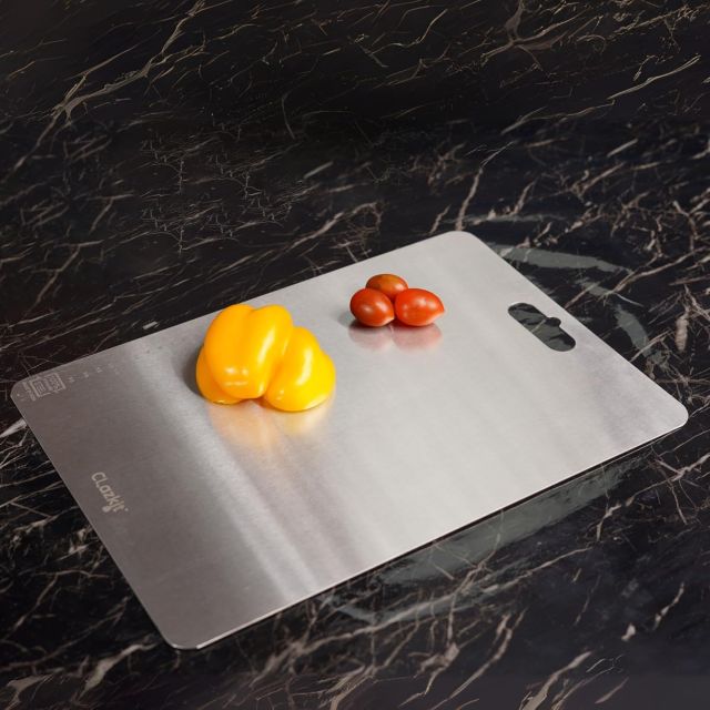 Clazkit Stainless Steel Chopping Board Vegetable,Fruit Cutting, Kneeding, Cake Prep, Heavy Duty Chopping-Board (Size 31.8CM X 21CM)