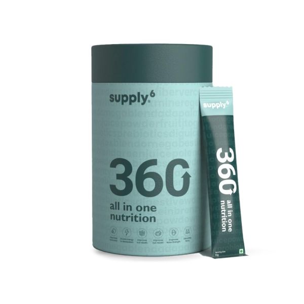 Supply6 360 Ultimate Health Powder for Women & Men | Comprehensive Daily Supplement with 63+Vitamins, Minerals, Probiotics, and Superfoods | Supports Gut Health, Energy, Immunity