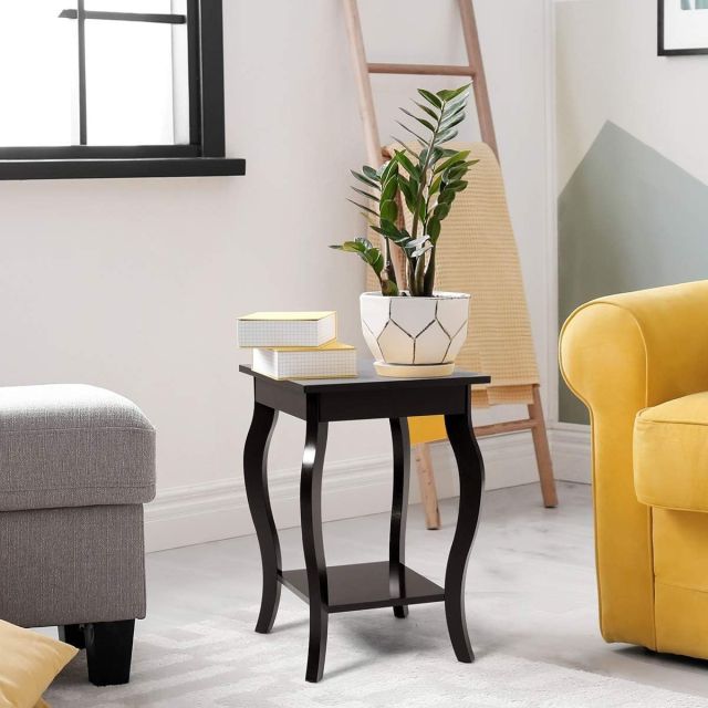 WOOYNEX This Solid Wood end Table is Perfect for Any Bedroom, Living Room, Office, or Home Side Table Entry .(Black)
