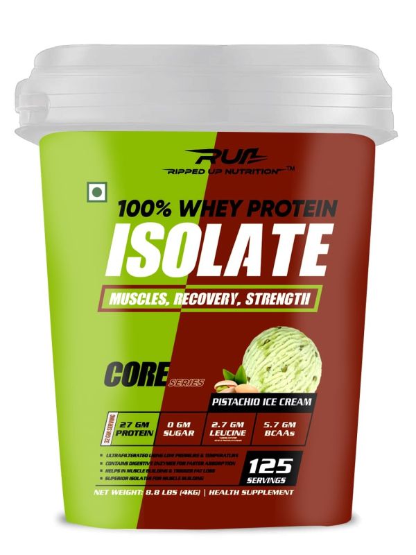 Ripped Up Nutrition Whey Protein Isolate Pure | 27g Protein Per Scoop | Muscle Building Formula | Low Carbs|Easy Digesting (Pistachio Ice Cream, 4kg (8.8lbs))