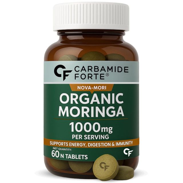 Carbamide Forte Organic Moringa Tablet with 1000mg Leaves Extract | Moringa Powder Tablets for Immunity, Digestion & Energy | Tablets 60