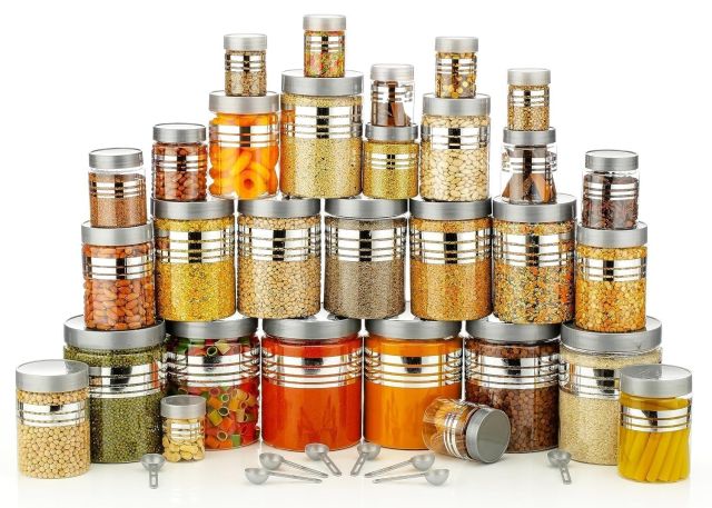 Xmart India Set of 16 Containers for Kitchen Storage Set Containers with Lids & Spoons – Airtight Plastic Food Storage Boxes Kitchen Accessories Items for Home, Space-Saving Organiser