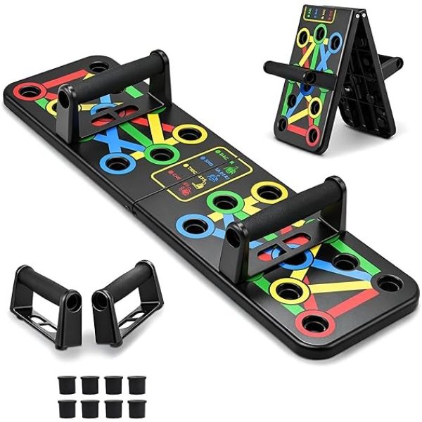 TWINZFIT Pushup Board, 15 in 1 Push Up Stand, Multi-Function Flex Board for Chest, Triceps, Shoulder, Back Muscles, Home Workout Gym Equipment, Multicolour