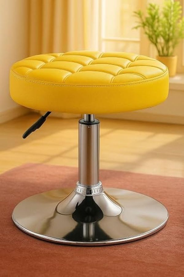 Finch Fox Faux Leather Revolving Stool for Home, Office, Shop, Hotel, Medical, Doctor, Warehouse, Garage, Bar, Music Room, Stool for Bedroom, Dressing Table in Yellow Color