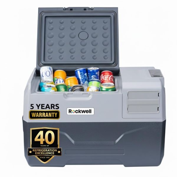 Rockwell 27Ltr Car Cooler/Freezer, Portable Fridge for Outdoor Adventures, 5 Year Warranty, 240V AC Power Cord & 12V Car Adapter (RMC30S, Grey)