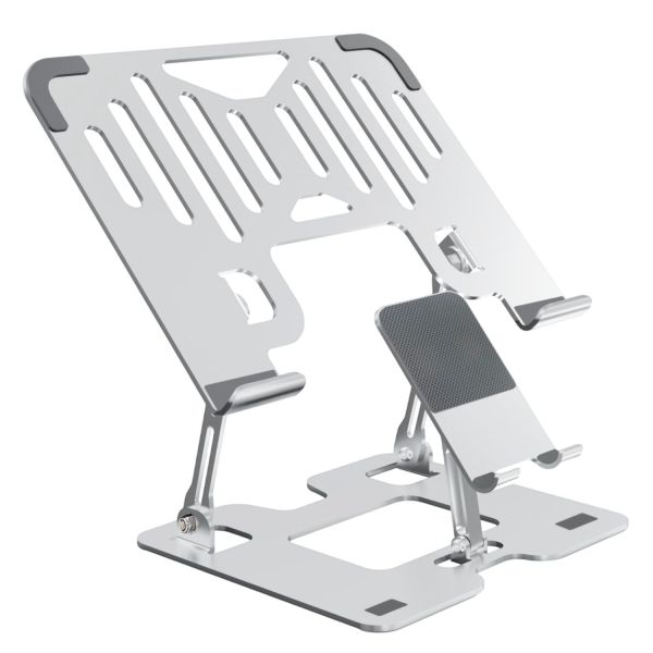 Dyazo 2 in 1 Adjustable Laptop Stand with Mobile Holder | Ergonomic, Foldable & Ventilated Riser Fits Upto 15.6 Inch Laptops | Compatible for MacBook, HP, Dell, Acer, Lenovo & Other Notebooks
