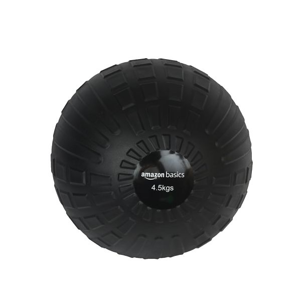 Amazon Basics Rubber Heavy Duty Slam Ball | Non-Slip Gripped Surface | Non-Bouncing | 4.5 Kg | for Strength Training, Core Workouts, Endurance Training | Black