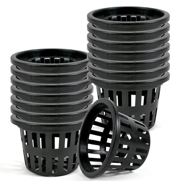 Plastic Orchid Plant Pot - (5inch Diameter) 15Pcs Set - Net Pots for Hydroponic Garden, Gardening Pots for Orchid with Holes - Black