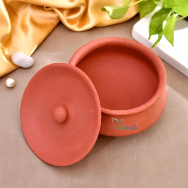 Organic Clay Dahi Handi | Clay Handi | MItti Handi | Curd Pot Medium Size | Pot with Lid (500 Gram)