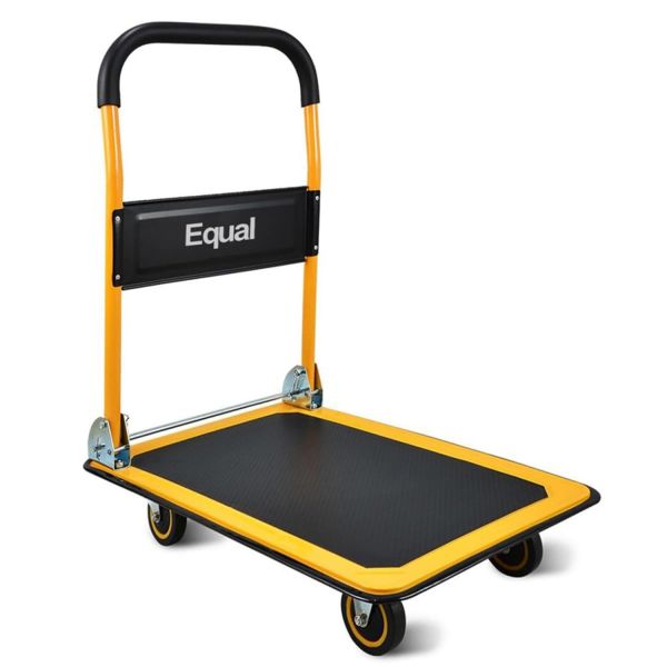 Equal 150kg Portable Foldable Steel Platform Trolley - Heavy-Duty Steel Frame - 360 Degree Rotating High-Density PU Wheels - 1-Year Warranty - Home, Warehouse and Industrial Use (73cm x 46cm)