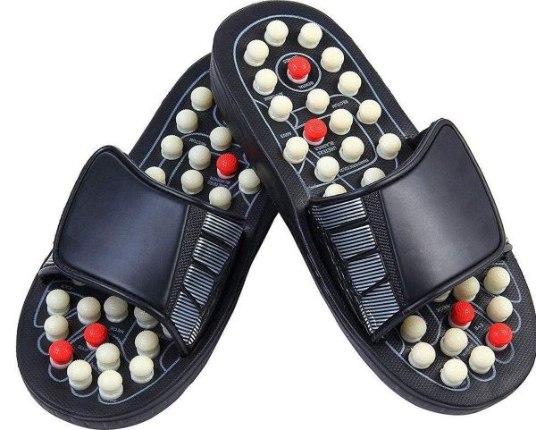 DAZIBAO® Spring Acupressure and Magnetic Therapy Accu Paduka Slippers Foot Massager for Full Body Blood Circulation Slippers Foot Massager For Men and Women (Unisex) (Size 5, 6, 7, 8, 9, 10), Black (5)