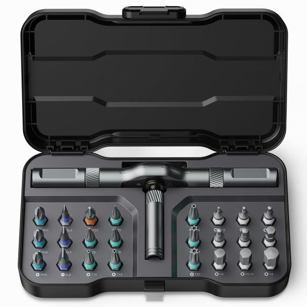 Bomivoi 24 in 1 Magnetic Screwdriver Set, DIY Ratchet Screwdriver Set, Multi Bit Magnetic Drive Set with Detachable Ratchet Handle, Portable Precision Repair Tool Kit for Funiture Computer Bicycle