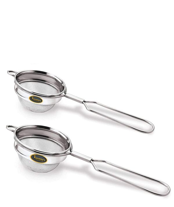 Kanshita’s Rasoiware Stainless Steel Fine Mesh Tea Strainers (Set of 2) – Ideal for Tea & Coffee | 8 + 8.5 cm