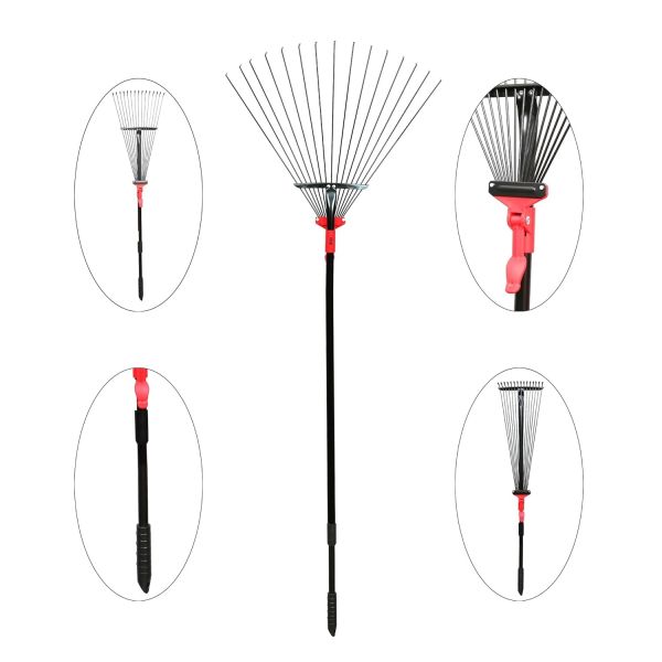 DAP Telescopic Metal Rake, 31 to 64 Inch Adjustable Expanding Handle Rake for Quick Clean Up of Lawn and Yard, Garden Leaf Rake and Roof | Garden Broom with Long Handle for Leaves