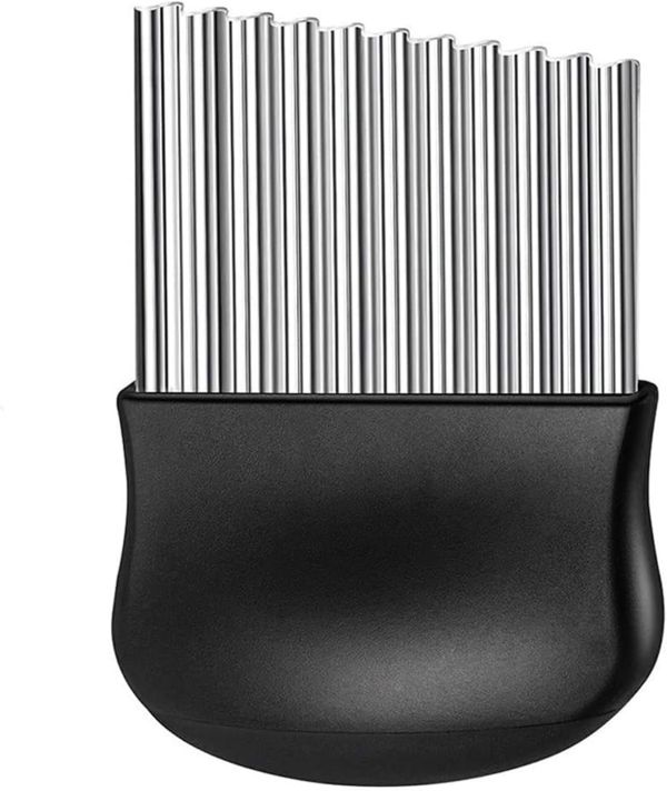 1 Pcs Crinkle Knife French Fry Slicer and Fruit/Vegetable Wavy Stainless Steel Potatoes Carrot Onions Mushroom Strawberry Slicer Wavy Chopper Knife Kitchen Tools