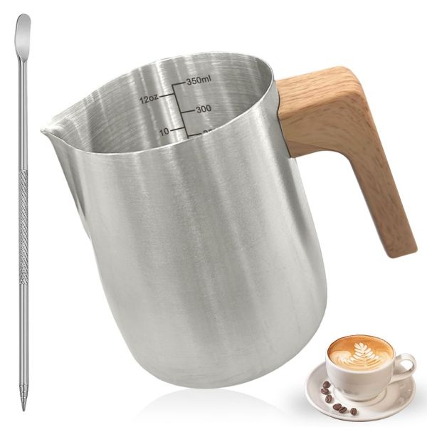 Supvox Milk Frothing Pitcher with Latte Art Pen 350ml Coffee Frother Mug