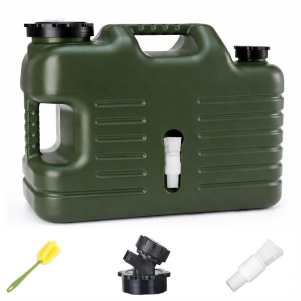 25L Camping Water Can with Tap Portable Camping Picnic Hiking Camping Water Tank Storage Container for Travelling Water Camper Dispenser Barrel with Faucet (Green)