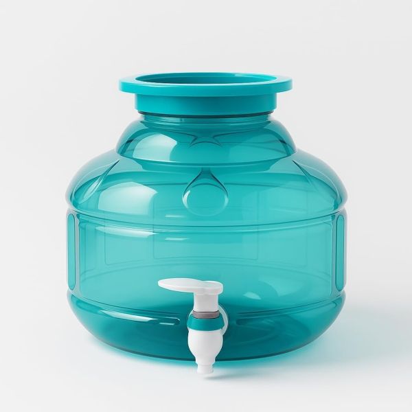 MAYUMI Plastic Water Dispenser Jar with Tap, Peacock Green, Unbreakable (Virgin Quality), 10 Liter, Green