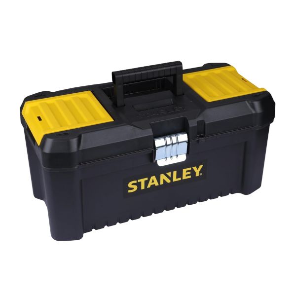 STANLEY STST75518-8 16'' Organised Heavy-Duty Portable Essential Toolbox with Top Lid & Removable Tray Compartment for Easy & Convenient Storage, Top Pad Lock Eye, 1 Year Warranty, 41x19.5x20 cm