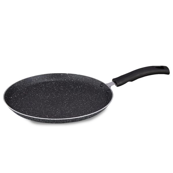 Amazon Brand - Solimo Aluminium Non-Stick Dosa Tawa | Granite Finish | Induction Base | PFOA Free | High Temperature Resistant Exterior Coating | 25 Cm | Grey