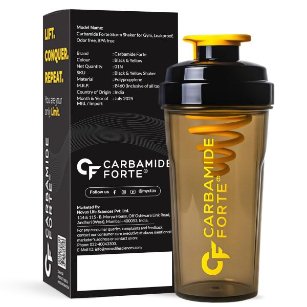 Carbamide Forte Storm Shaker for Gym Bottle 700ml | Protein Shaker Bottle | Cyclone Blender for Smooth Shakes | 100% Leakproof, BPA-Free, Durable Gym Shaker