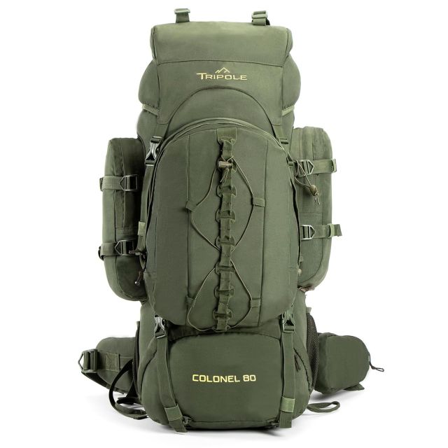 TRIPOLE Colonel Metal Frame Rucksack with Detachable Bag & Rain Cover for Trekking & Travelling | Men & Women | 3 Year Warranty