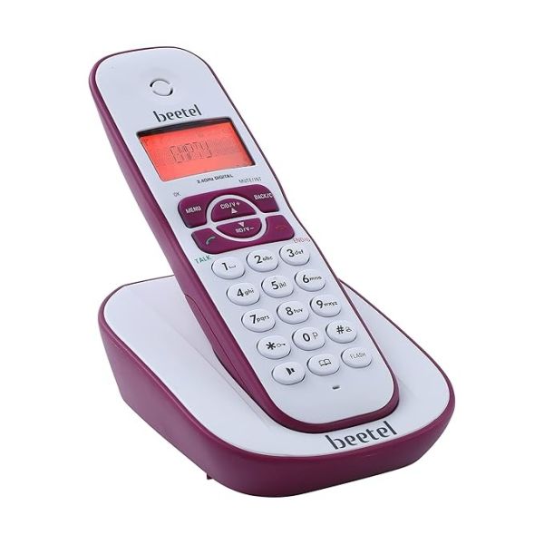 Beetel X73N Cordless 2.4Ghz Cordless Landline Phone with Caller ID Display, 2-Way Speaker Phone with Volume Controls, Auto Answer, Alarm Function, Stylish Design (Red/White)(X73N)