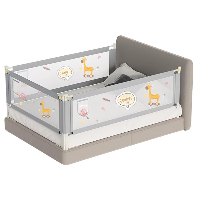 KidDough Bed Rail Guard for Kids Safety Bed Rail for Baby Safety (6.5ftX6.5ftX6.5ft, 3 Sides, Grey)