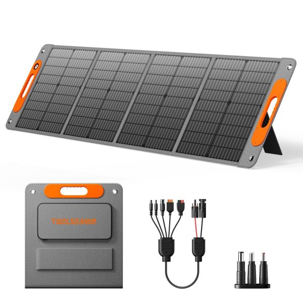 TWELSEAVAN 120W Portable Foldable Solar Panel Charger for Jackery Explorer 160/240/500 Power Station/Suaoki S270/Goal Zero Yeti/Rockpals 250W Solar Generator, with USB QC3.0 Port, USB Type C Port