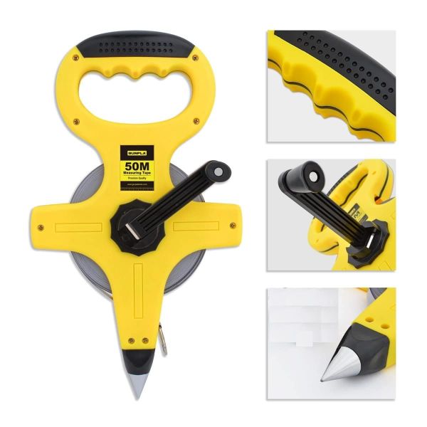 Sevia Stainless Steel Tape Measure, 100ft/165ft Stainless Steel Portable Durable Handheld Measuring Tape with Compact Design for Professional Measurements (30 Meter)