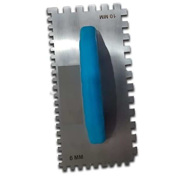 in Stainless Steel Trowel for Tiles and Cement Works With Strong Handles - Plastic Tile Fixing Tool (6 Mm Large)